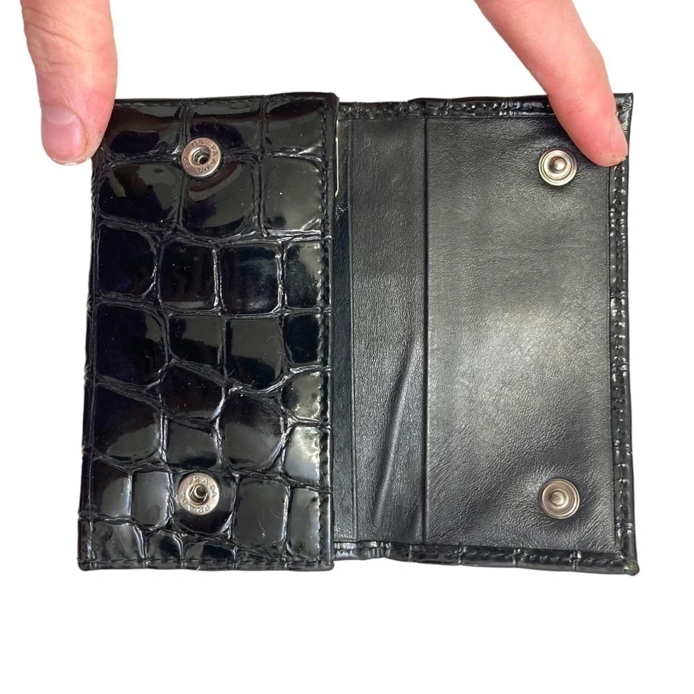 Prada black crocodile embossed key holder rare